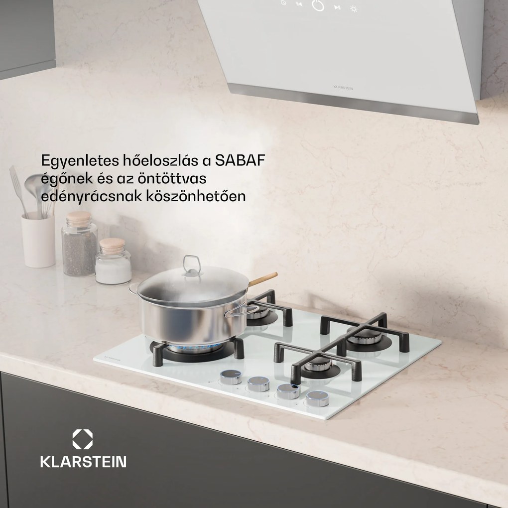 Klarstein Illuminosa 4 gáz főzőlap 4 égős Sabaf égő üvegkerámia