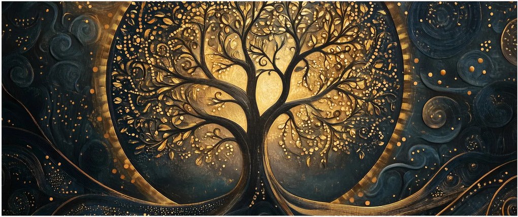 Kép – Arany aurájú fa (120x50 cm)