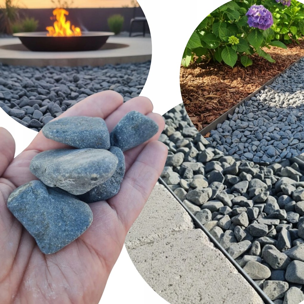 Gömbölyű Sötét Kő 1-3CM Szürke Kő Kerti Díszítés 5kg