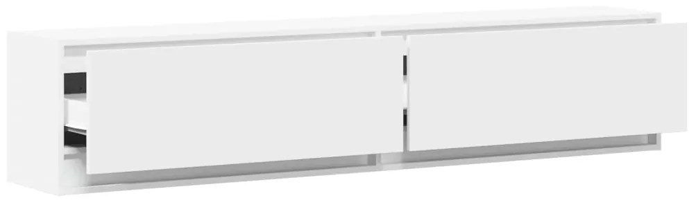 fehér falra szerelhető TV-szekrény LED-del 180 x 31 x 38 cm