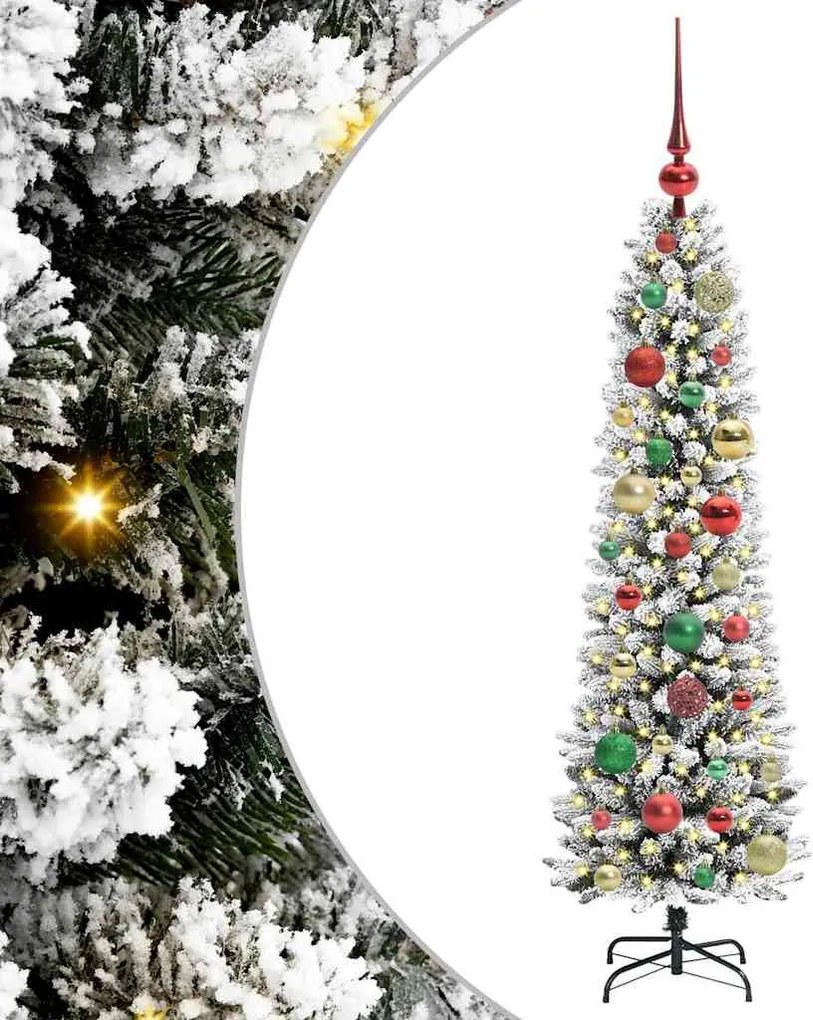 vidaXL Mű karácsonyfa 150 LED-del Fehér 120 cm PVC és Fém és Műanyag