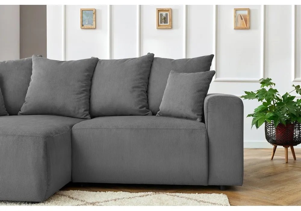 Szürke bársony sarokkanapé Enjoy – Bobochic Paris