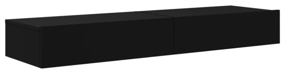 2 db fekete TV-szekrény LED-lámpákkal 60 x 35 x 15,5 cm