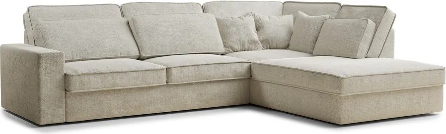 Szürkésbézs zsenília sarokkanapé (jobb oldali-L alakú) Kirou – Maison de Rêve