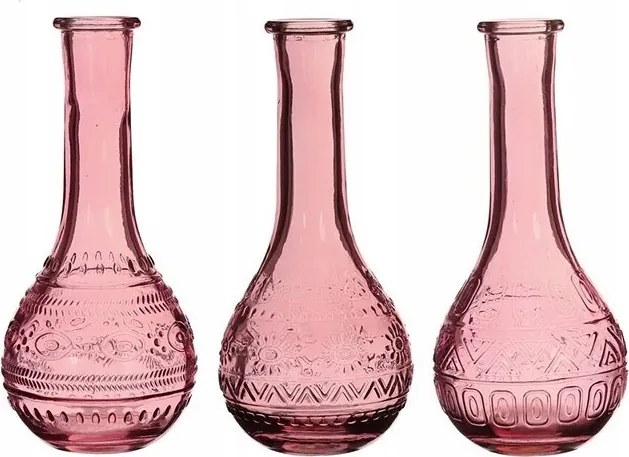 Üveg váza gyertyatartó 15,8 cm üveg rózsaszín