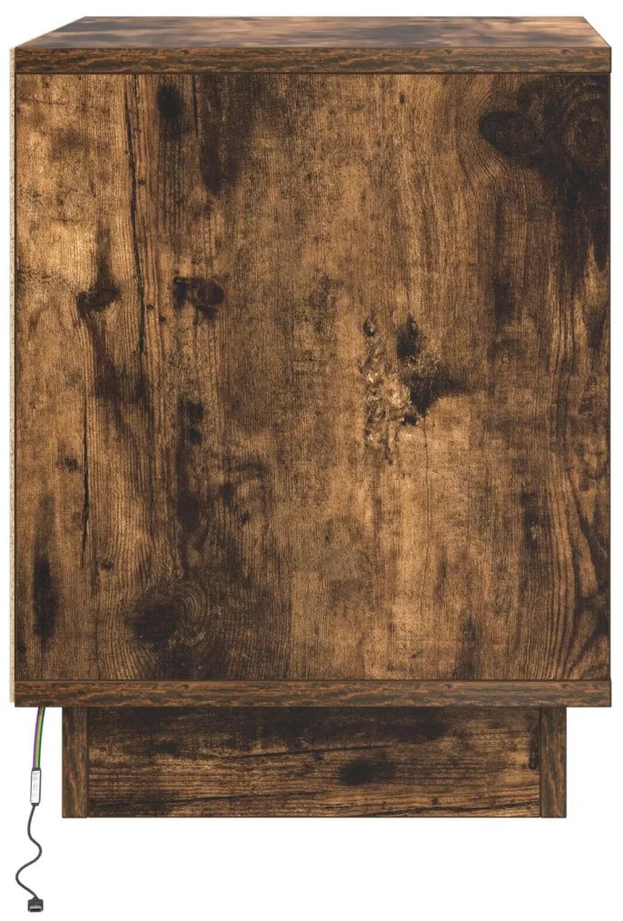 Éjjeli asztal LED világítással, Füstölt tölgy, 44x34,5x45 cm