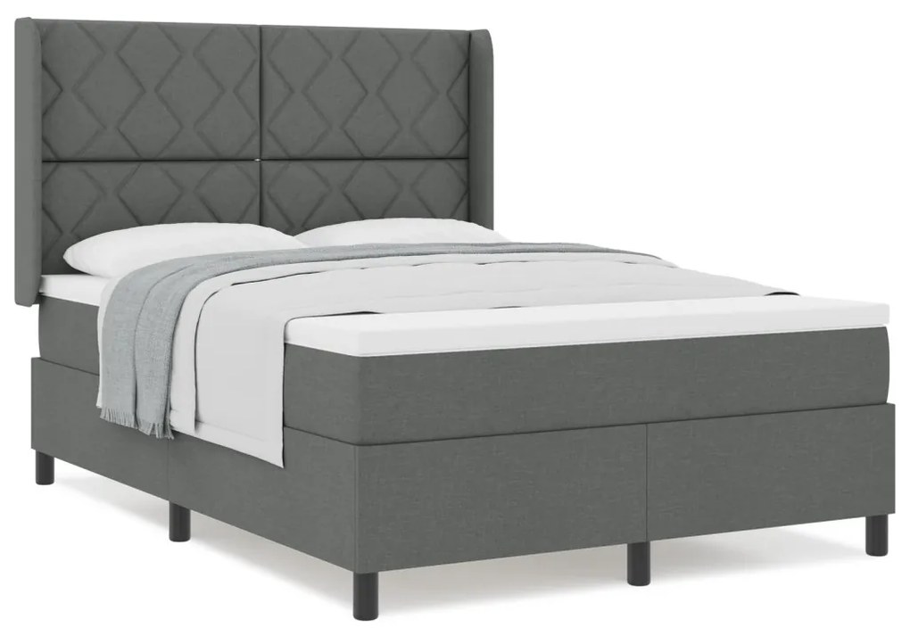 Boxspringágy matraccal Sötétszürke 140x190 cm Szövet