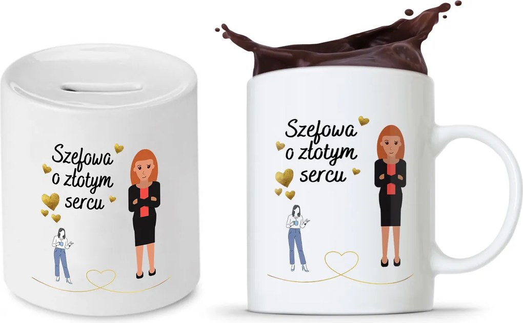 Főnöknek Bögre Persely Szett fényképes nyomtatással