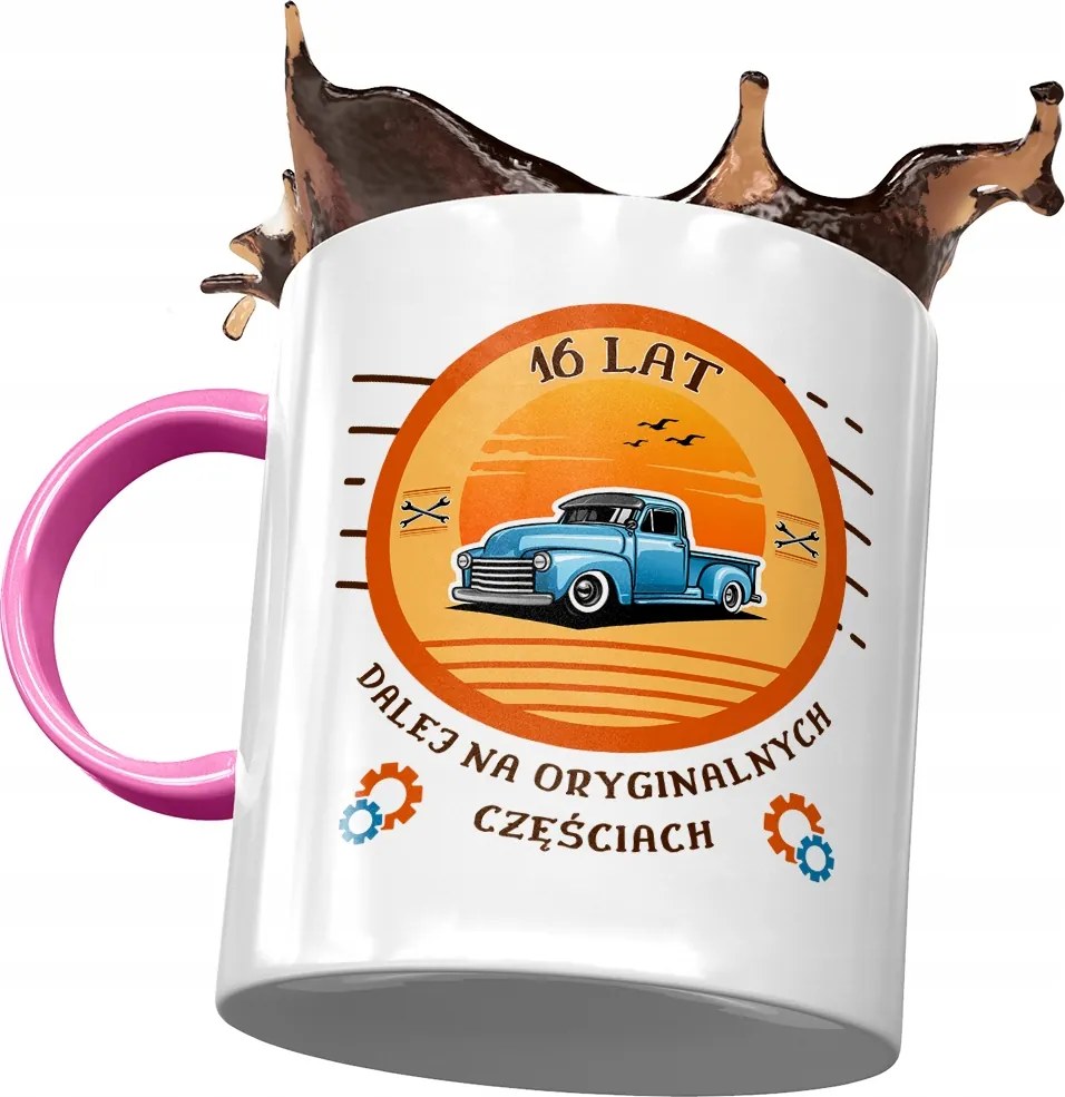 Rózsaszín Bögre Születésnapra 16 16. 16. Ajándék Nyomtatott Fotóval