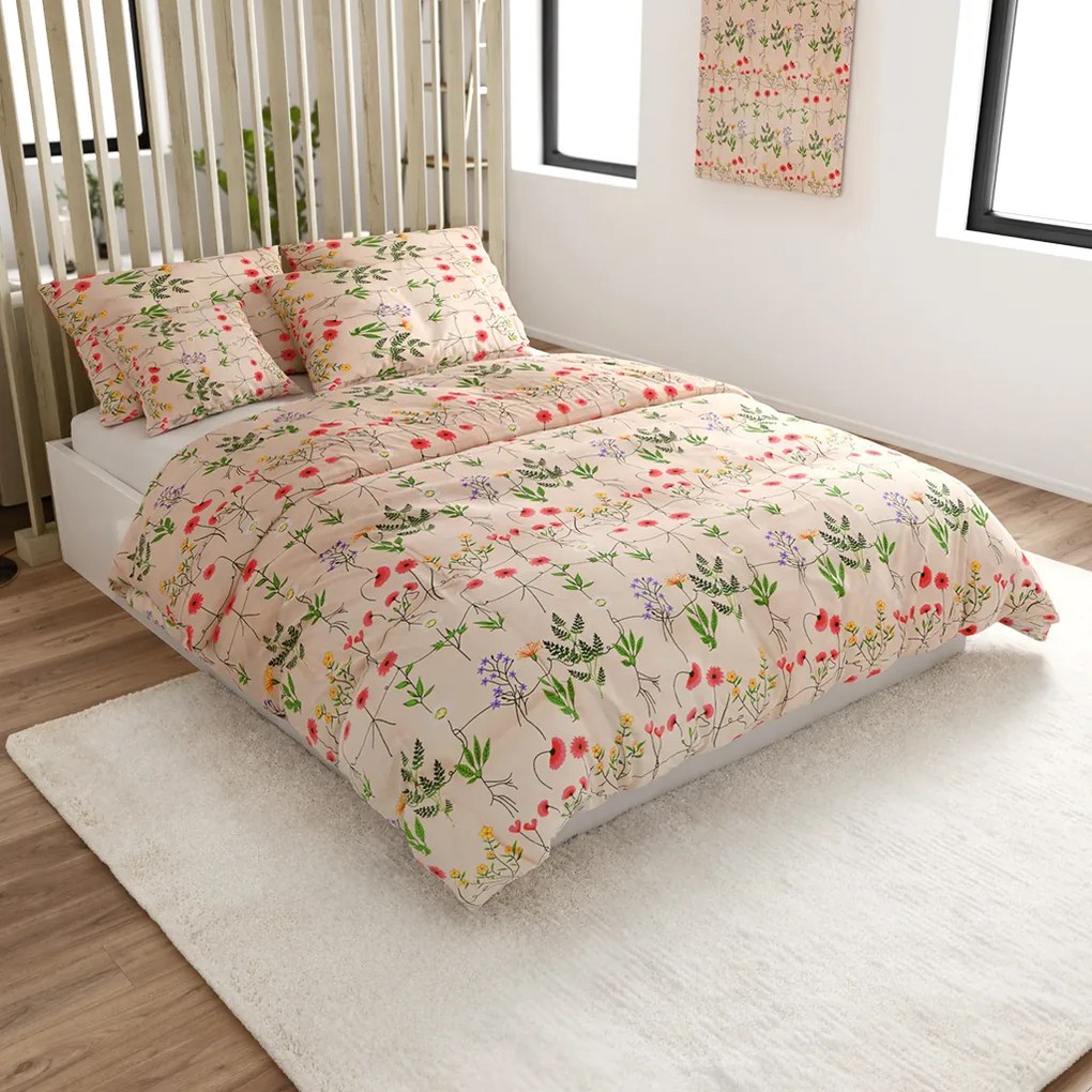 Pamut ágynemű HERBAR BLEND bézs Ágyneműhuzat mérete: 70 x 90 cm | 140 x 200 cm
