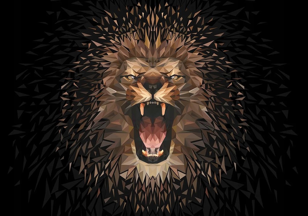 Fotótapéta Oroszlán Low-Poly Geometrikus Minimalizmus a nappaliba 312x219 +ragasztó