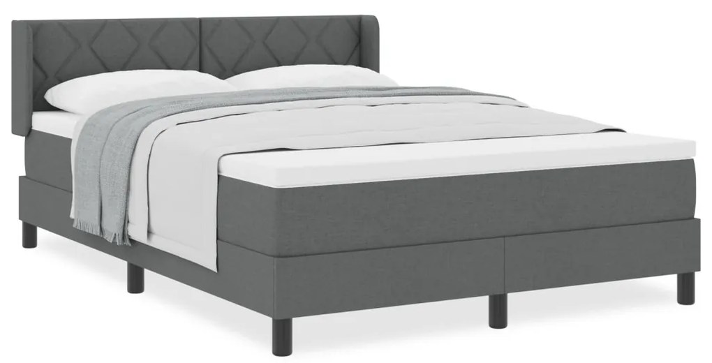 Boxspring Ágy Matrac, Sötétszürke, 140x200 cm, Szövet