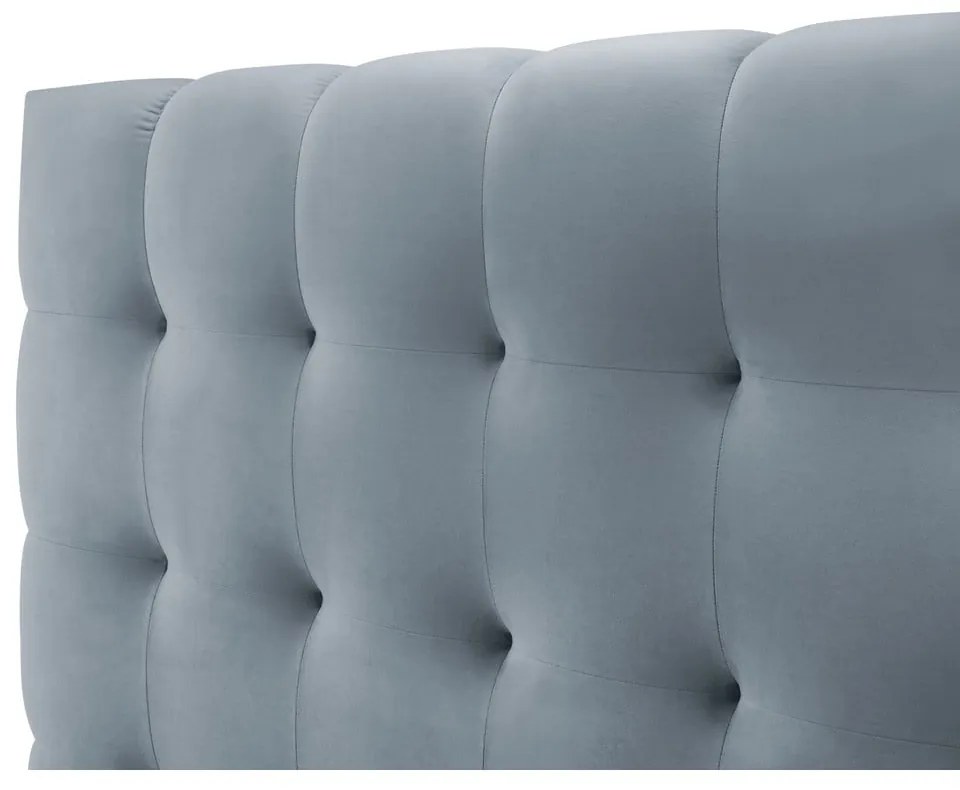 Világoskék kárpitozott franciaágy tárolóhellyel, ágyráccsal 180x200 cm Bali – Cosmopolitan Design