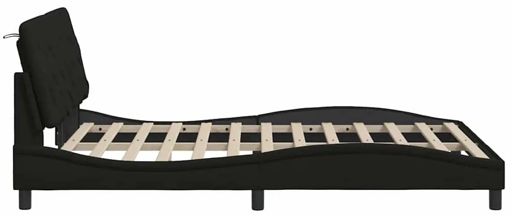 fekete szövet ágykeret LED-ekkel matrac nélkül 120x200 cm
