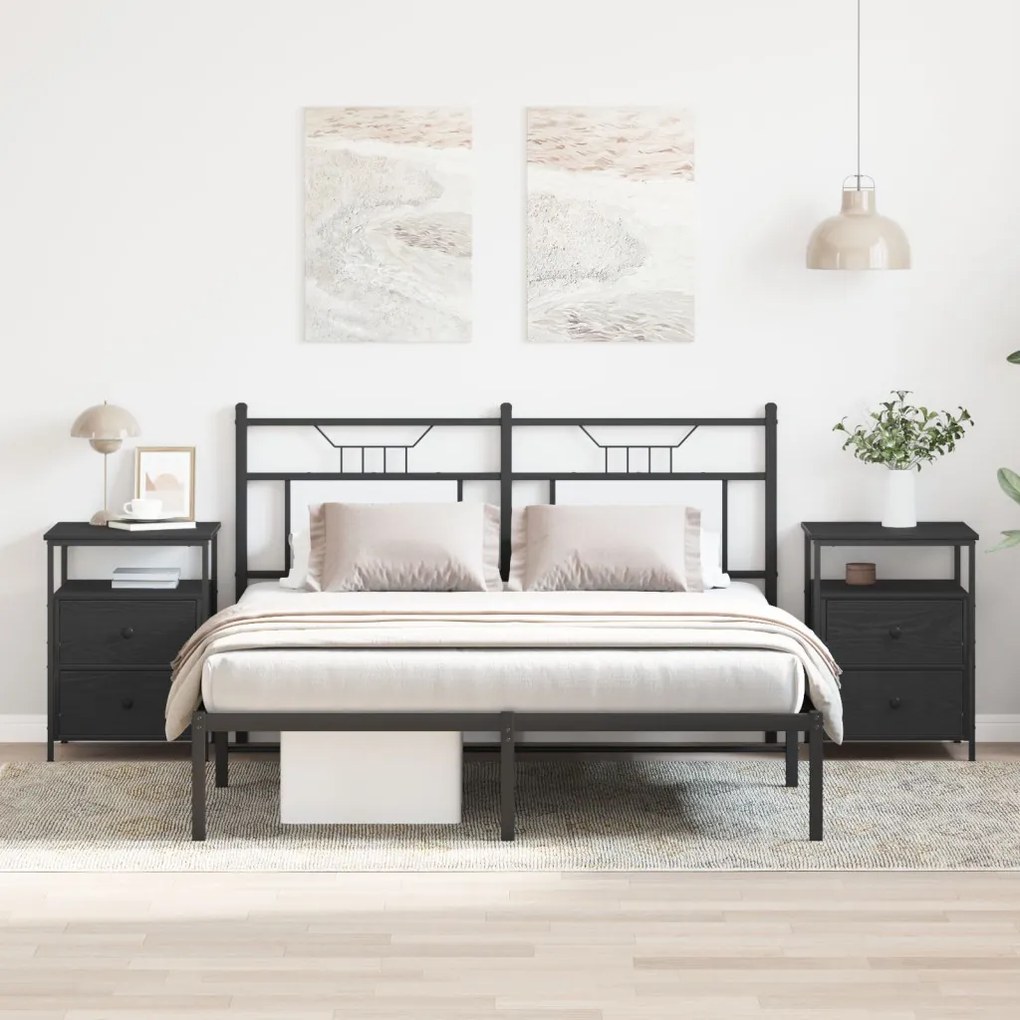 Éjjeli szekrény fiókkal 2 pcs Musta tammi 44 x 45 x 60 cm