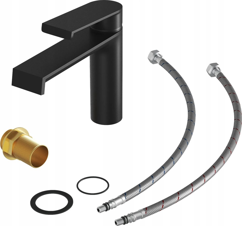 Csaptelep Fürdőszobai Mosdó Csaptelep Alacsony Egykaros Fekete Bali