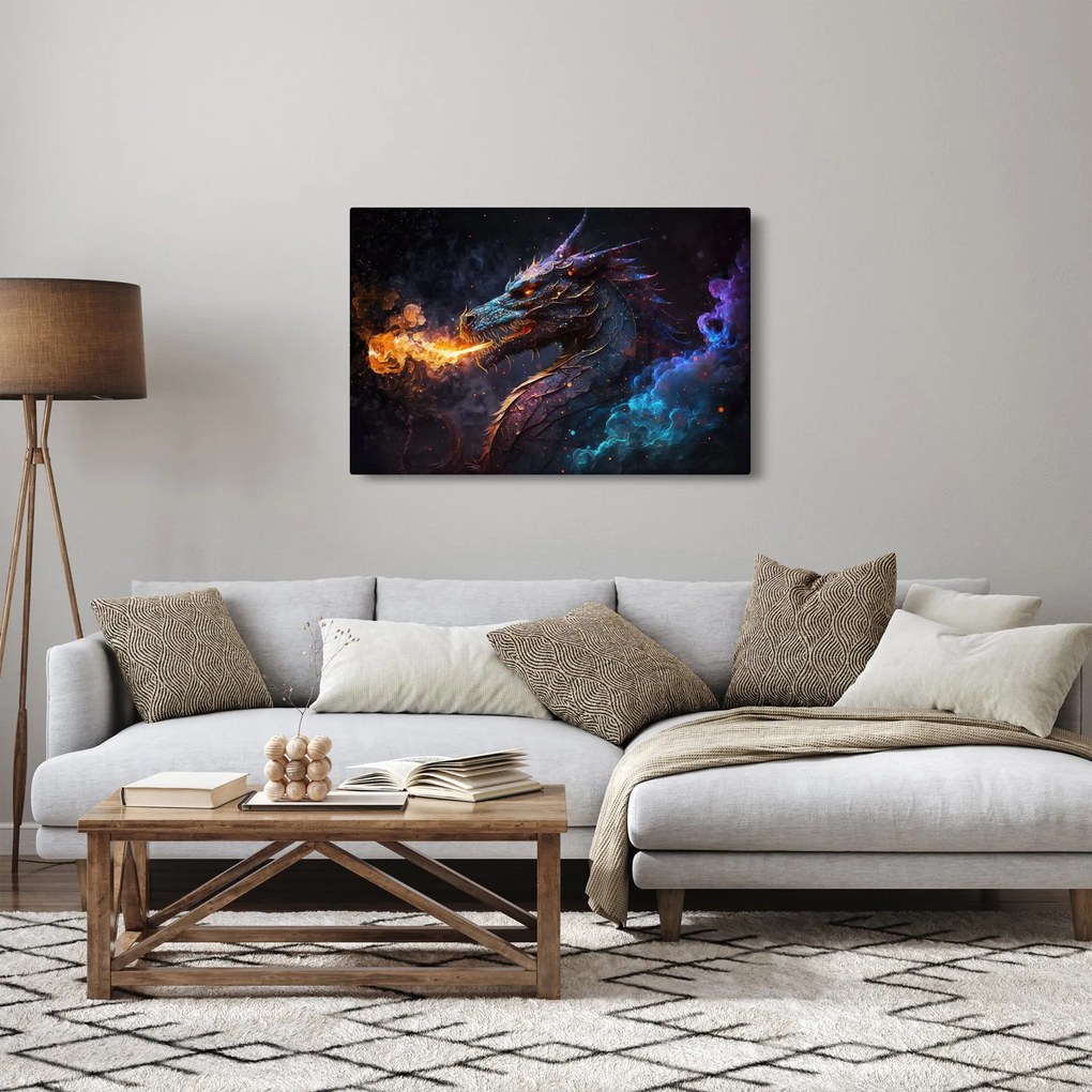 Kép - Lángokat köpködő sárkány (90x60 cm)