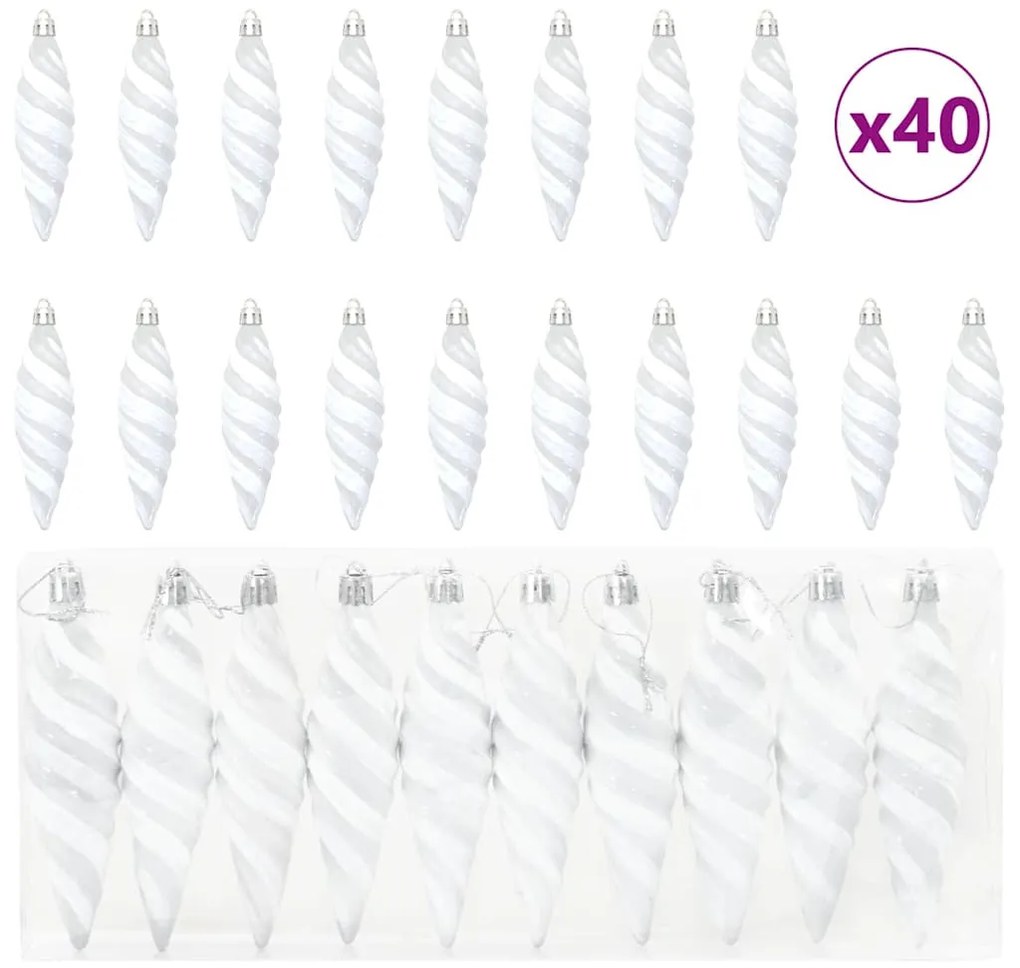 Karácsonyi Spirális Alakú Gömb 40 pcs Fehér