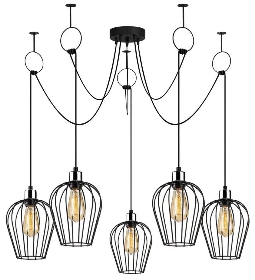 Csillár zsinóron TEL 5xE27/40W/230V pók