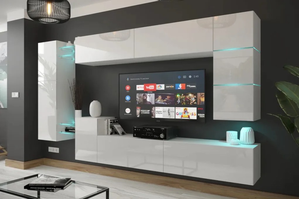 Prince Concept NEW 90 nappali bútor szett magasfényű fehér (290.6cm)