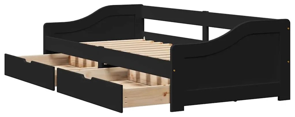 Napozóágy 2 fiókkal matrac nélkül IRUN Fekete 90x200 cm