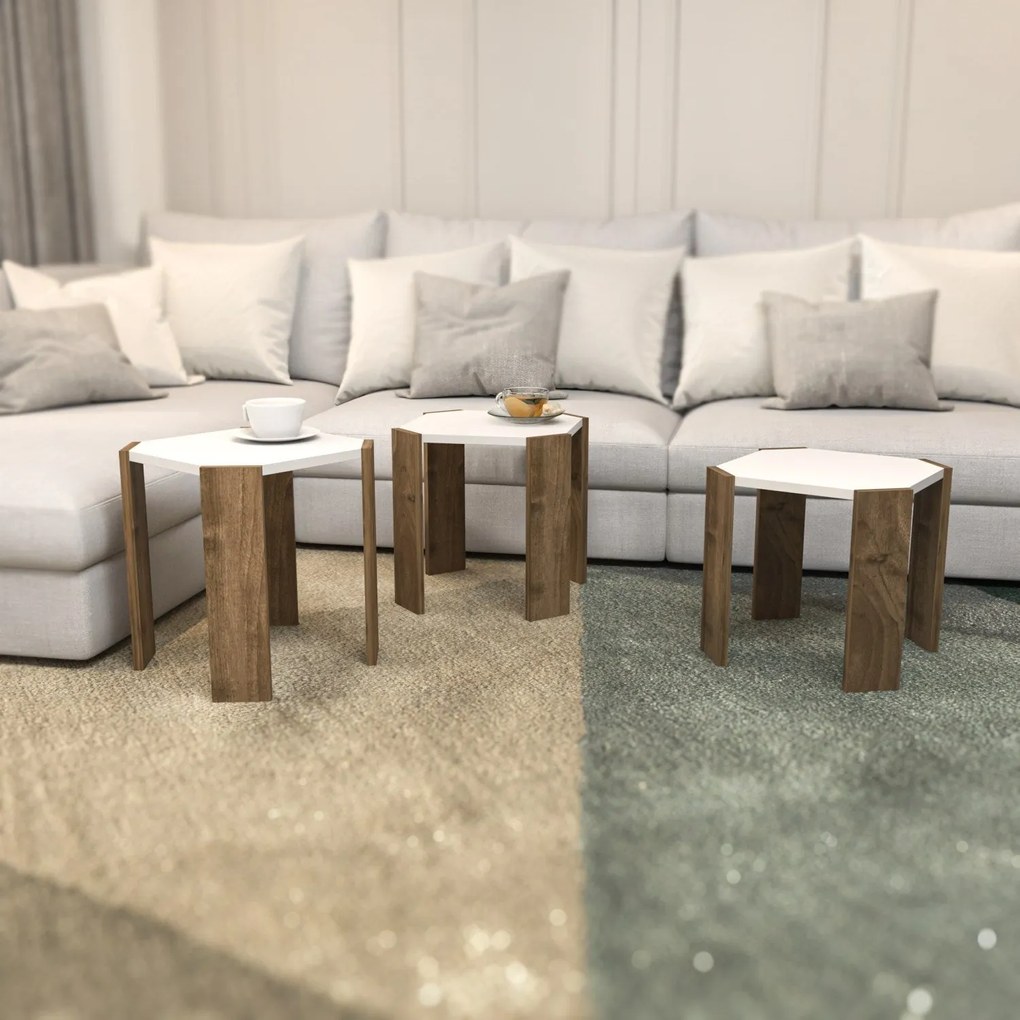 Dohányzóasztal Lori - White, Walnut