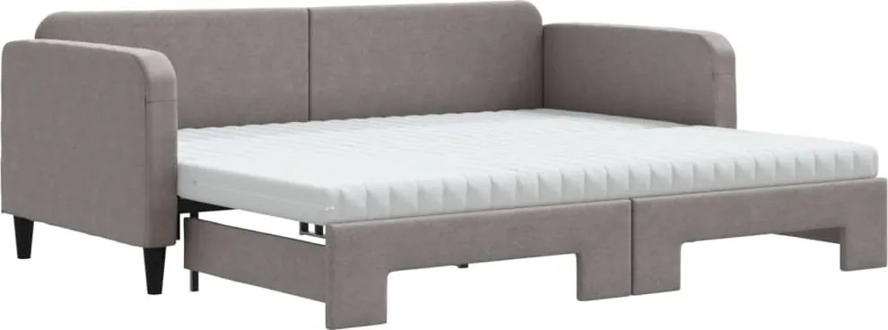 vidaXL tópszínű kihúzható szövet heverő matracokkal 90 x 200 cm