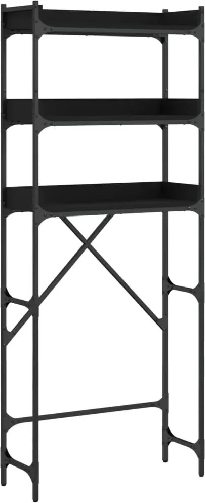 vidaXL fekete szerelt fa mosógéppolc 67 x 25 x 163 cm