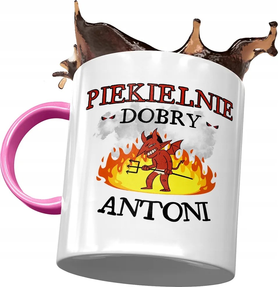 Rózsaszín bögre Antal kollégának Ajándék fényképes nyomtatással