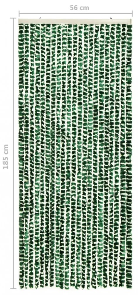 zöld és fehér zsenília rovarfüggöny 56 x 185 cm