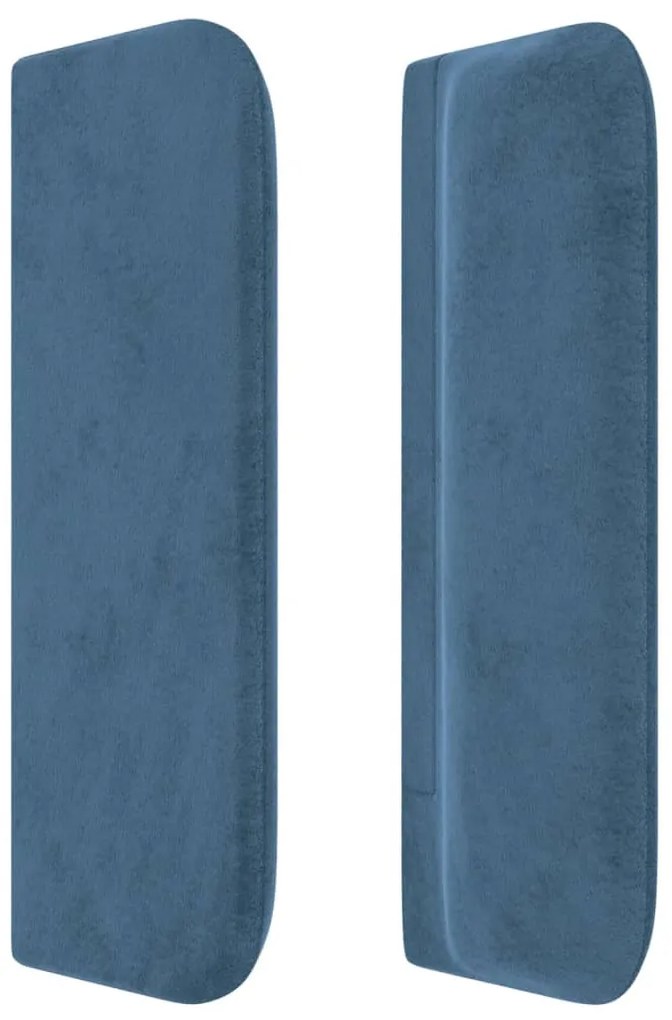 sötétkék bársony szárnyas fejtámla 163x16x78/88 cm