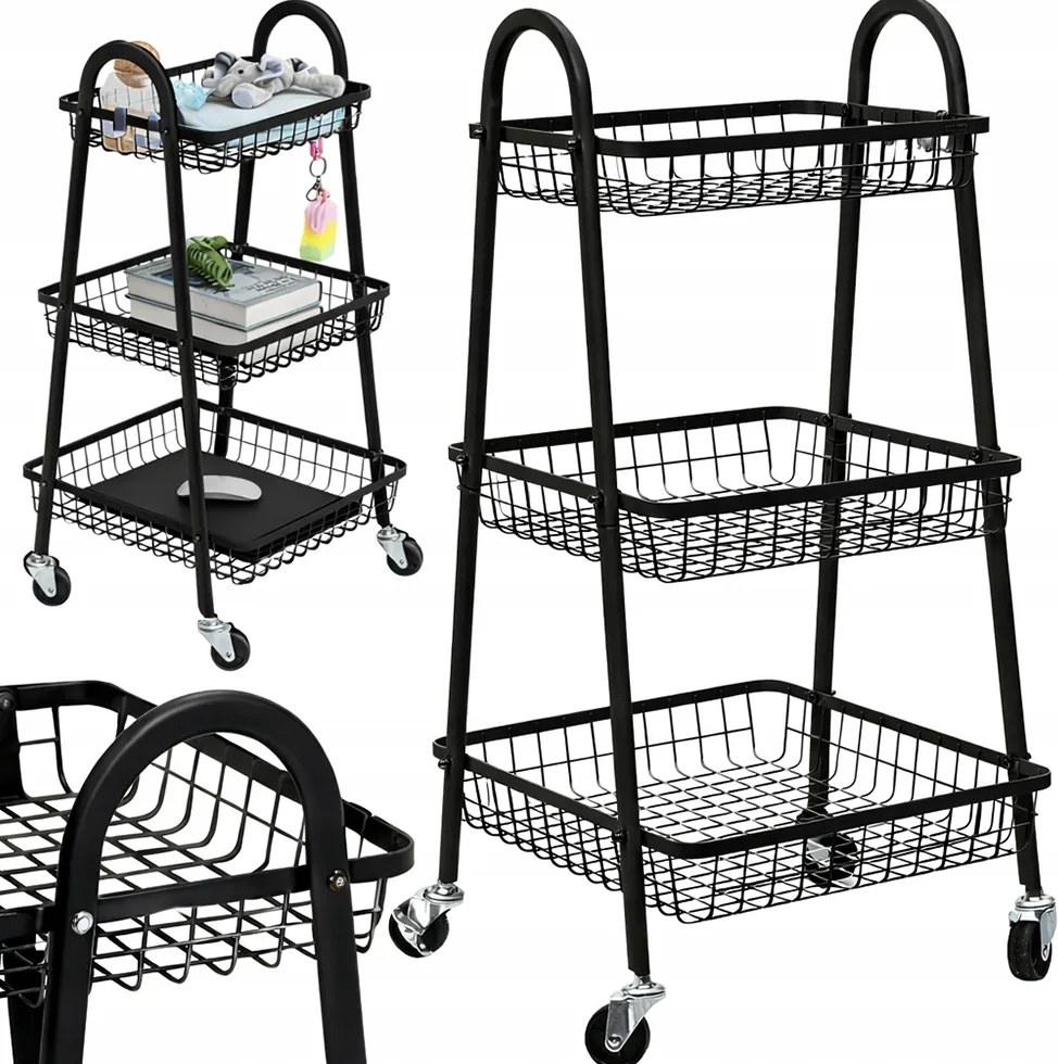 Polcos Fürdőszobai Szekrény Kerekes Fém Könyvespolc Három Szintes