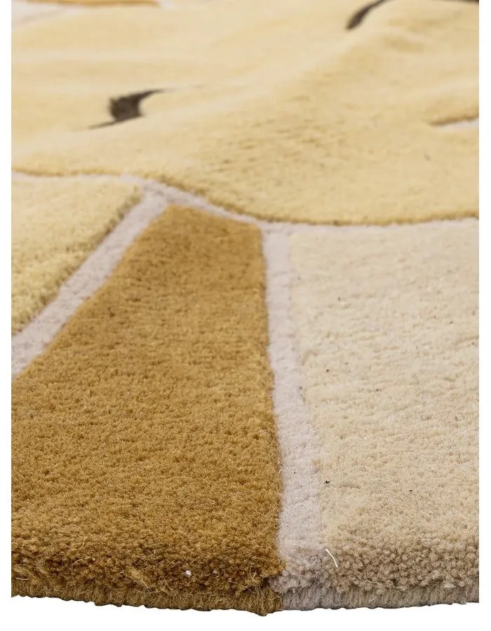 Bézs-borostyán színű gyapjú gyerek szőnyeg ø110 cm Sun – Bloomingville Mini