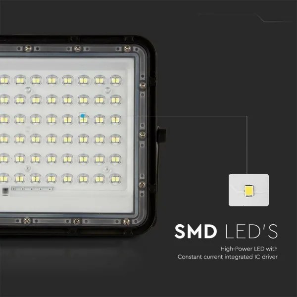 LED Kültéri napalemes reflektor LED/15W/3,2V IP65 6400K fekete + + távirányító