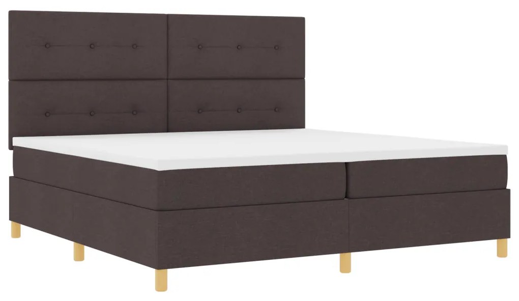 Boxspring Ágy Matrac LED-del Sötétbarna 200x200 cm Szövet