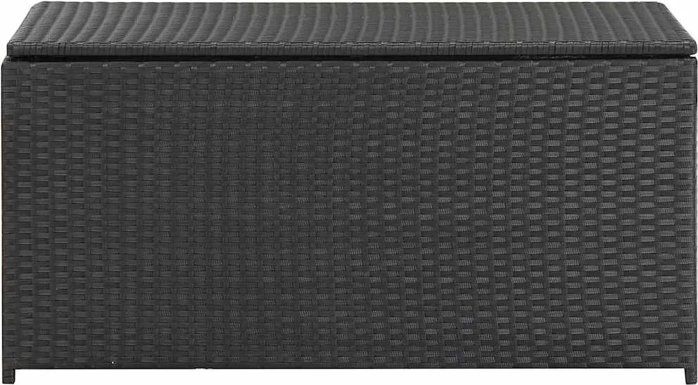 Fekete Polyrattan Kerti Tárolóláda 100 X 50 X 50 Cm