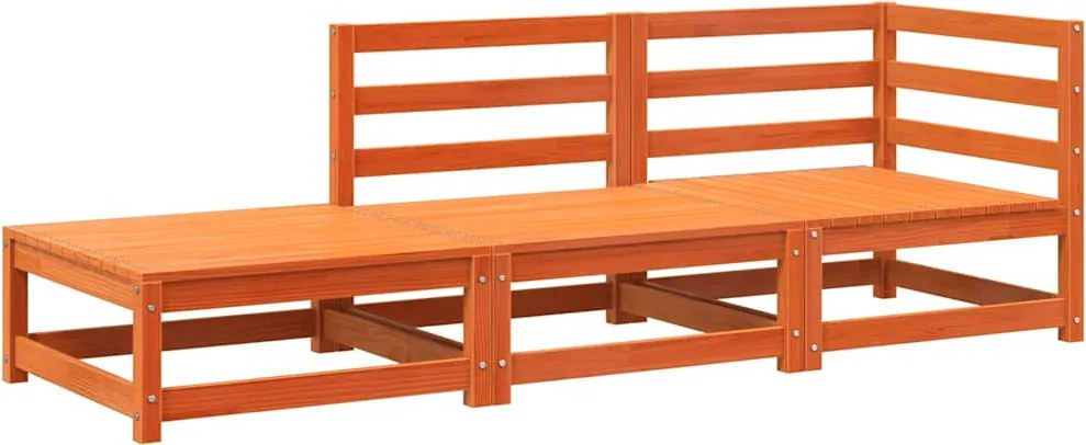 vidaXL 2 személyes viaszbarna tömör fenyőfa kerti kanapé lábzsámollyal