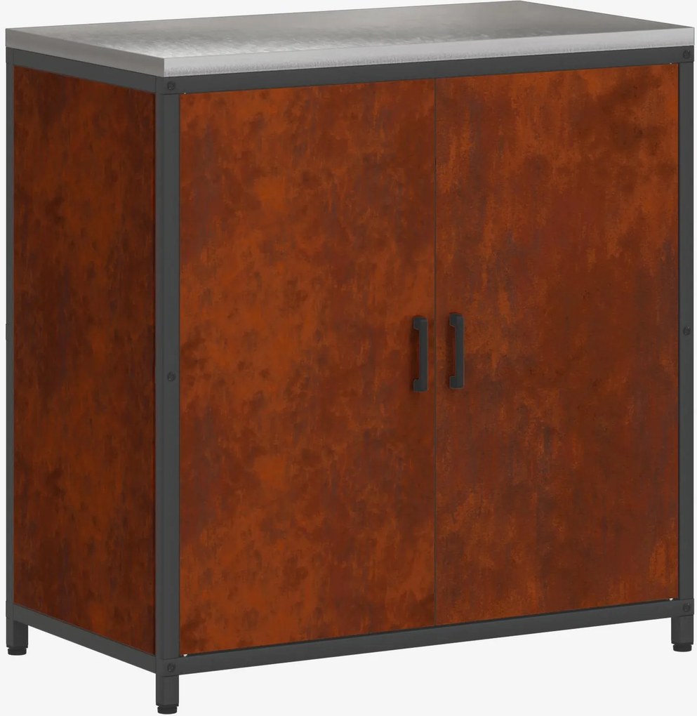 vidaXL Konyhai Tárolás polcokkal ajtóval Rozsdás 60 x 50 x 92 cm Acél