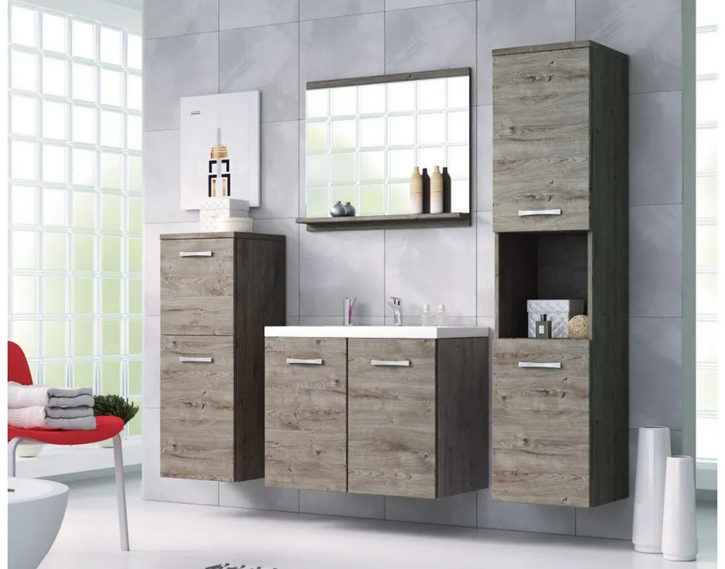 ALOMA fürdőszoba össszeállítás mosdóval, tölgy wotan