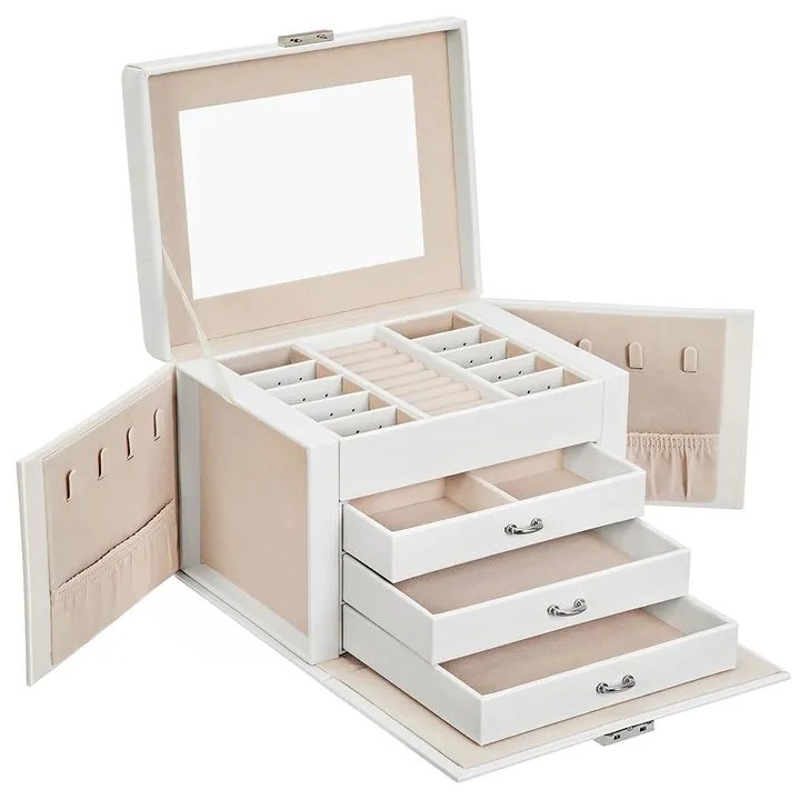 KARINA tükrös ékszerdoboz, 22,5x17,5x16,5cm, fehér SongmicsHome