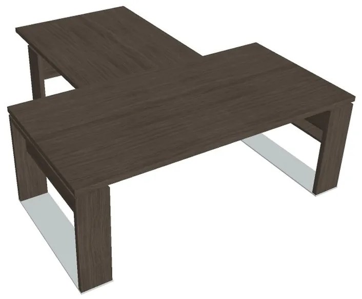 Verno+ asztal 200 x 220 cm, kiegészítő íróasztallal, antracit tölgy