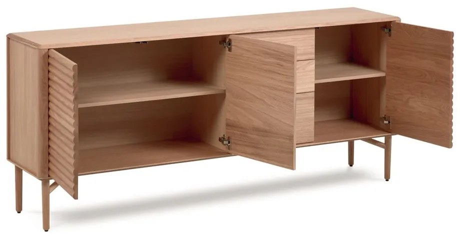 Natúr színű alacsony komód tölgyfa dekorral 200x86 cm Lenon – Kave Home