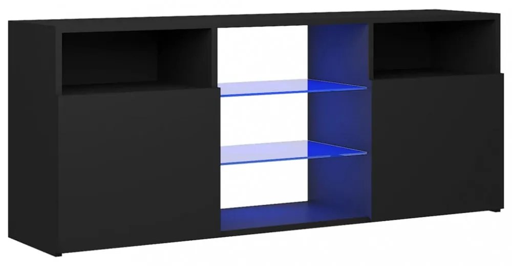 fekete TV-szekrény LED-lámpákkal 120 x 30 x 50 cm