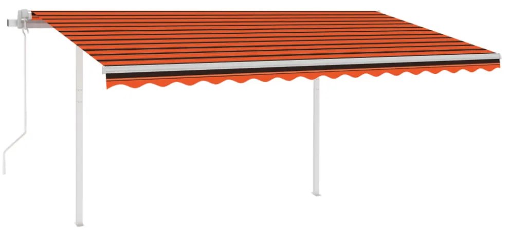 narancssárga-barna szélérzékelős és LED-es napellenző 4,5 x 3 m
