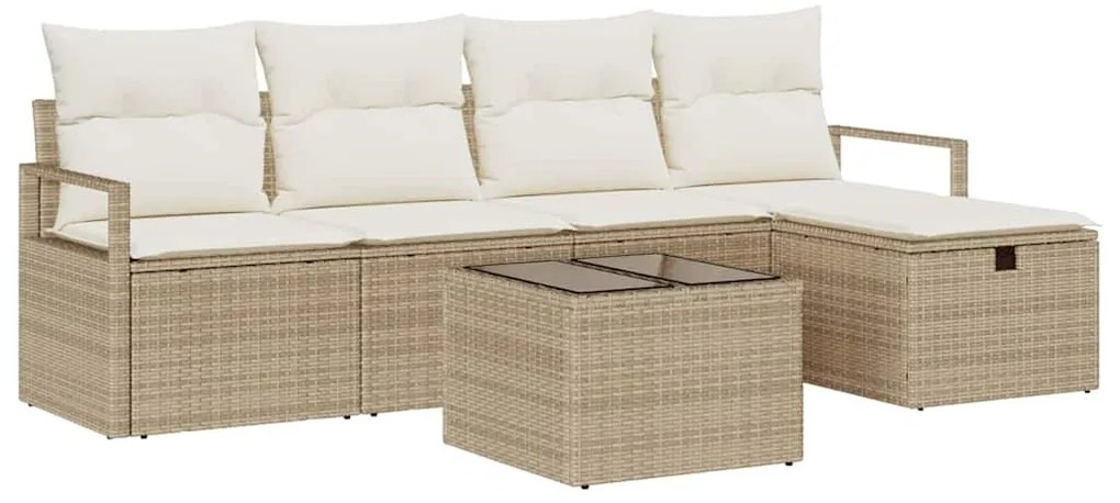 Kerti Kanapé Szett 6 pcs bézs és krémszínű 230 x 117 x 85 cm