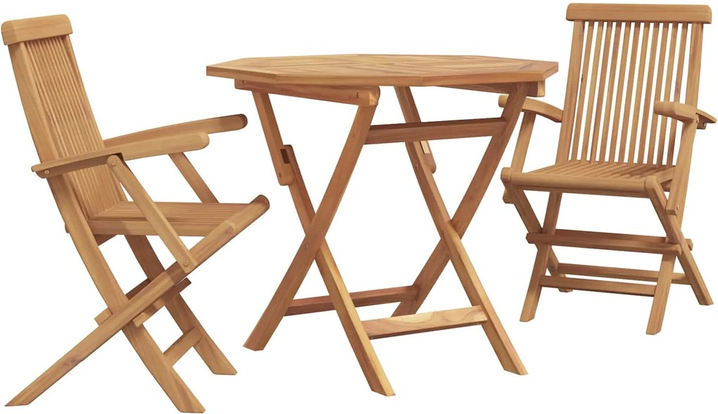 vidaXL Kert étkező szett 3 pcs Barna Tömör Akácfa