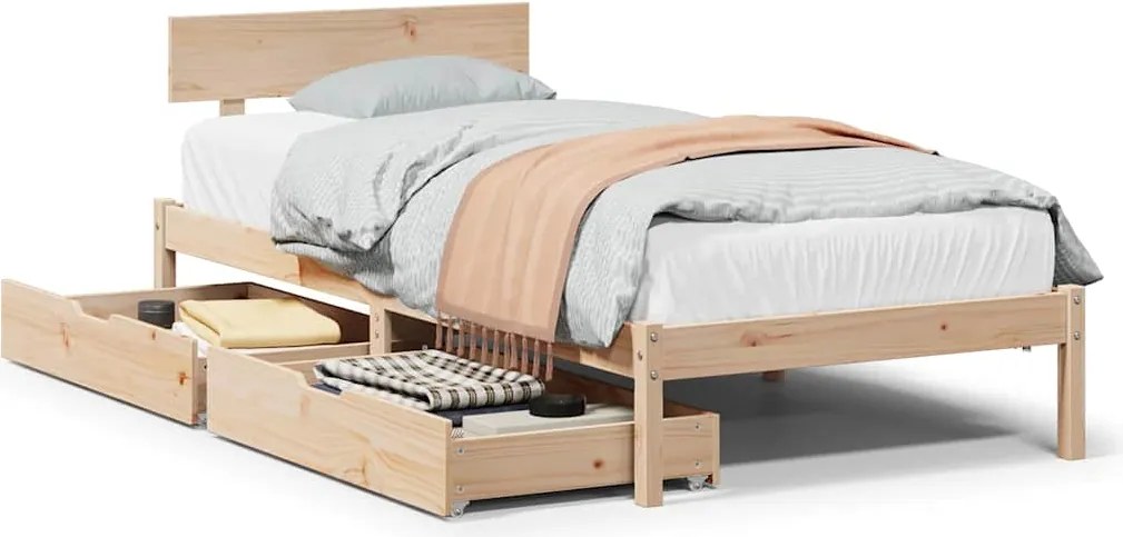 vidaXL tömör fenyőfa ágy matrac nélkül 90 x 200 cm