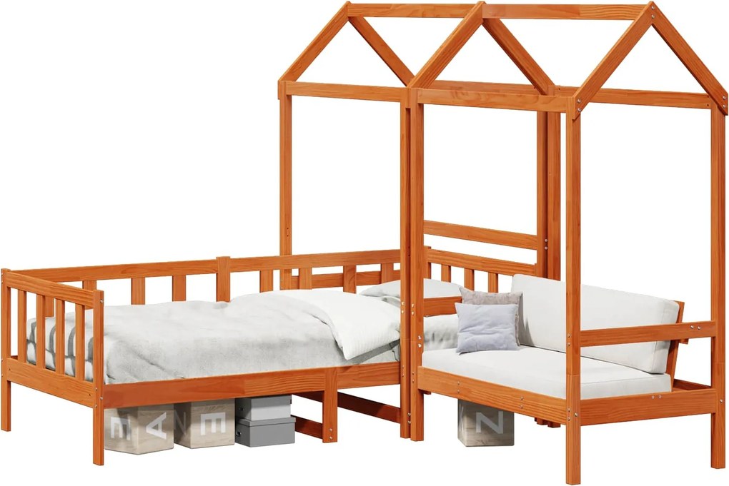 vidaXL Nappali Ágy Szett 3 pcs Viaszbarna Tömör fenyő