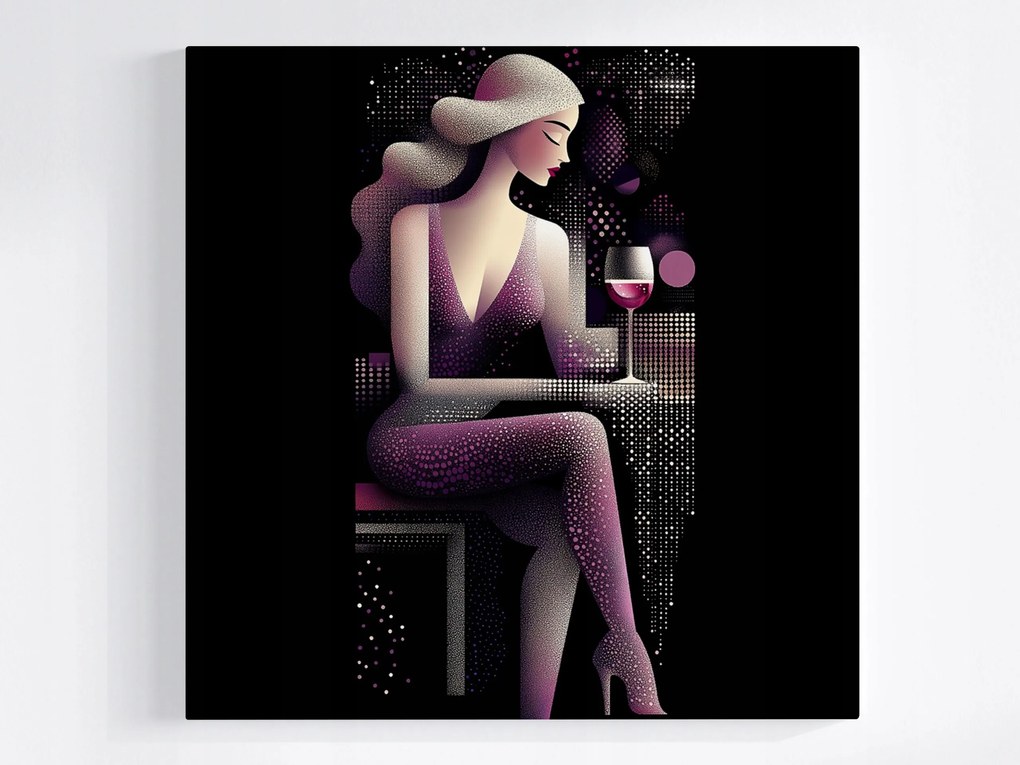Canvas Nő Bár Bor Klub Retro Glamour Art Deco Vászonkép 40x40