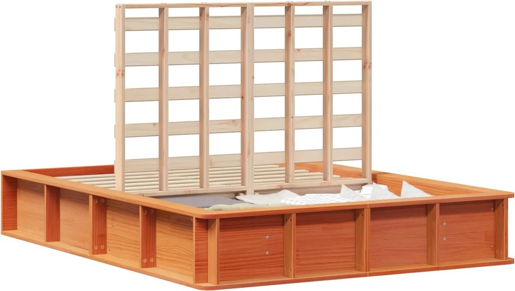 vidaXL Ágykeret Faggyú barna 135 x 190 cm Tömör fenyőfa